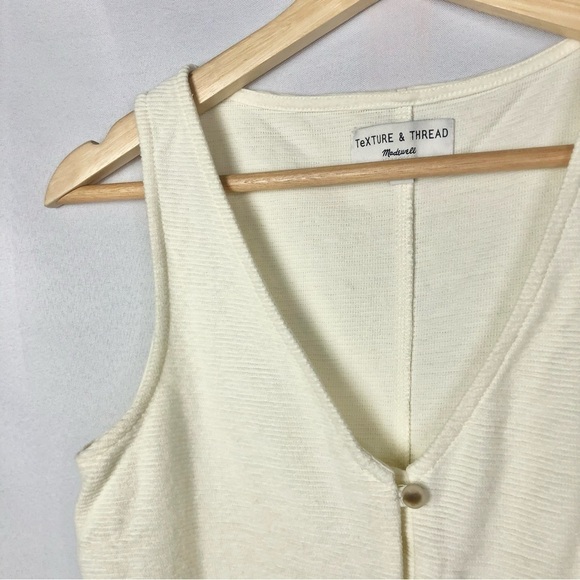 Madewell Texture & Thread White Button Front Tie Tank Top S - Picture 4 of 5